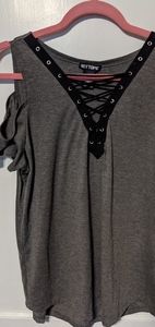 ✨BUNDLE 3+ tanks for $5 each!! Lace up front cold shoulder tank